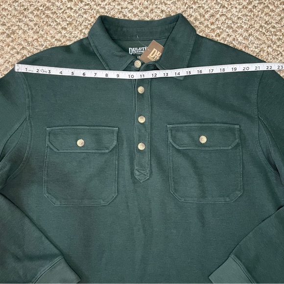 Duluth Trading Co Rib Long Sleeve Cotton Mountain Polo Shirt - Deep Hunter Green - Picture 9 of 13